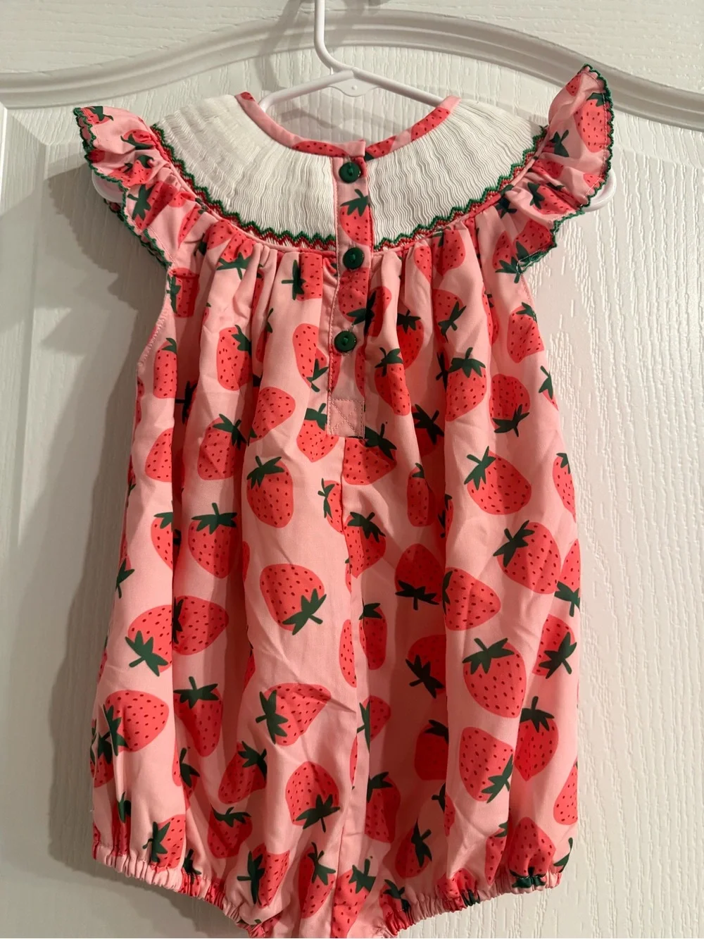 Poppy Kids Co Strawberry Smocked Bubble